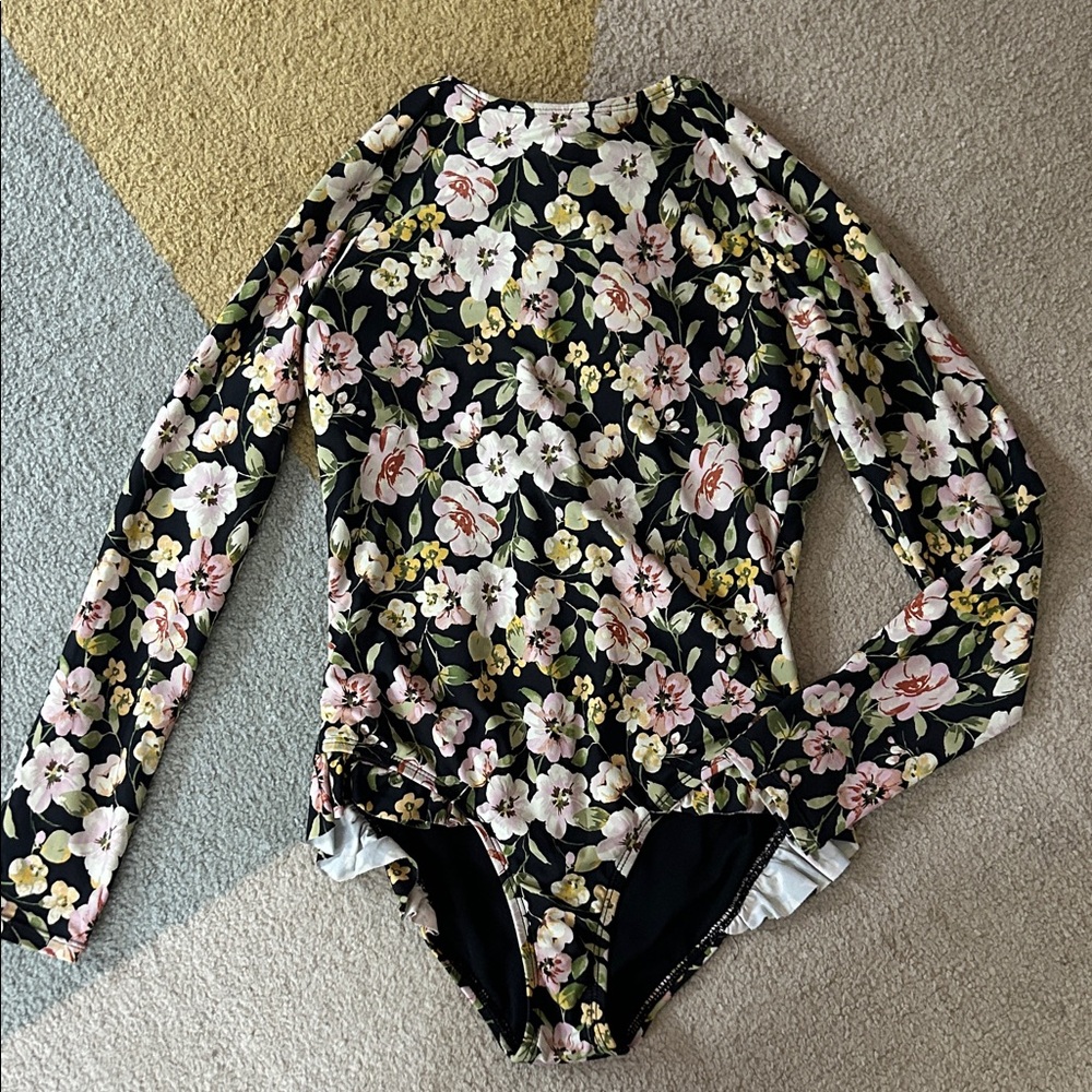 gb Girls Floral Long Sleeve Swimsuit